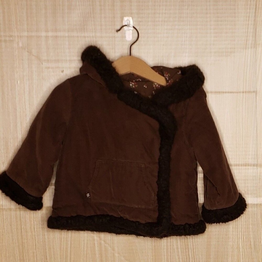 Gap Toddler Girls Brown Corduroy Sherpa Trim Coat 18-24 Months